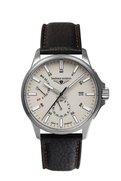 Bauhaus Aviation Herrenuhr Automatik mit Gangreserveanzeige und Lederarmband